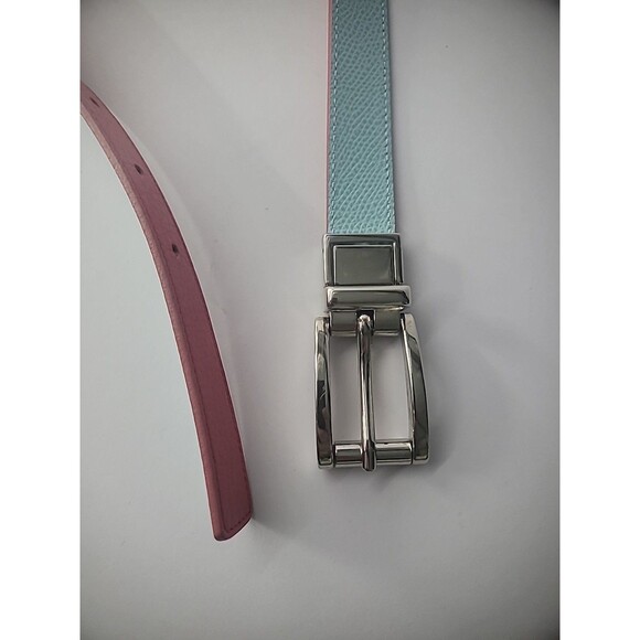 Vintage Belt Reversible Red Blue Women Silver Tone Hardware Accessory Italy - Picture 5 of 12